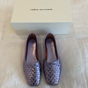 Freda Salvador Lilac Metallic Jada Square Toe Ballet Flat